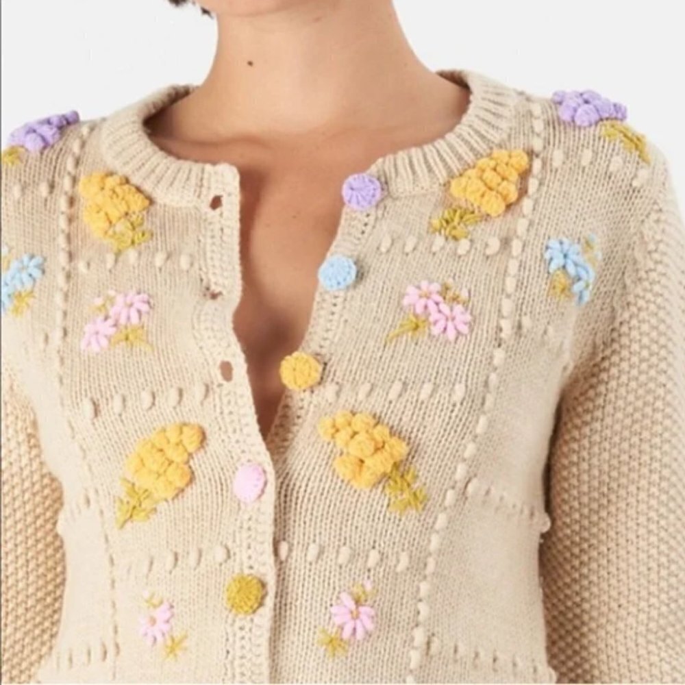 LoveShackFancy Briallon cardigan oatmeal